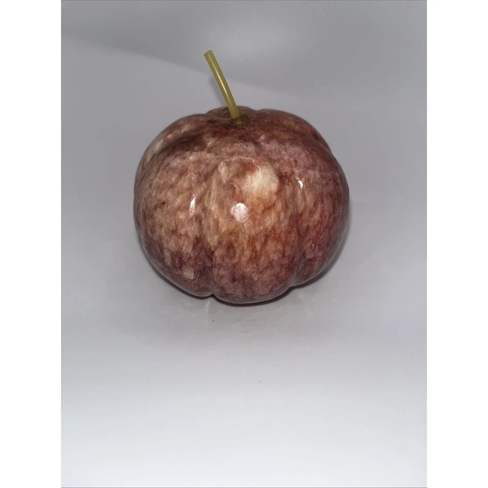 Italian Alabaster Stone Fruit Carved Apple Peach Grapes Pear Banana Lot Of 7
